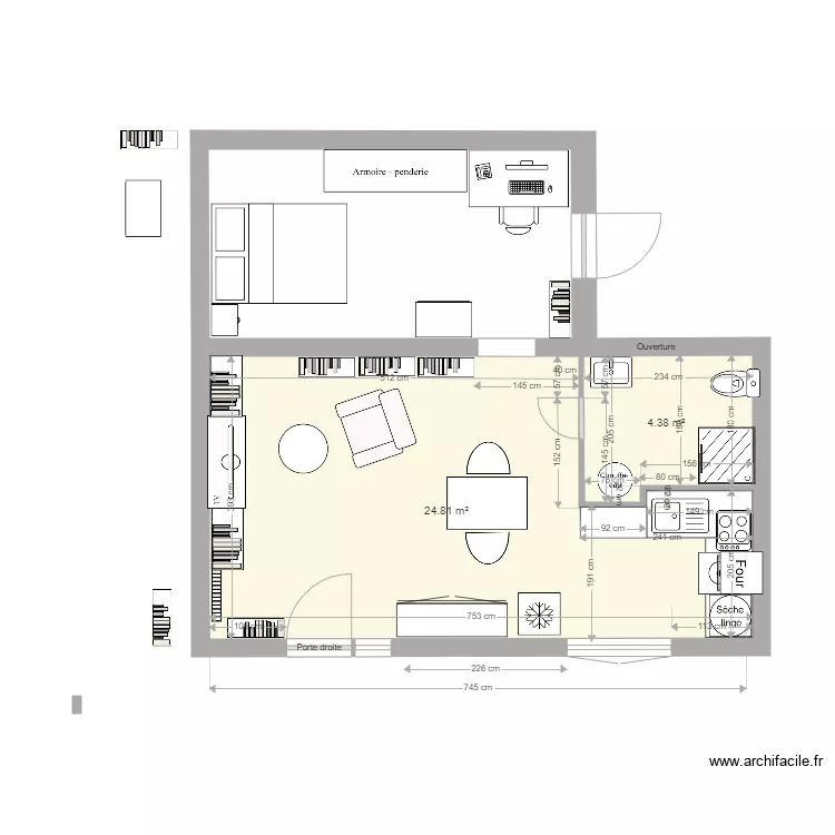 Logement A meubl&eacute;. Plan de 