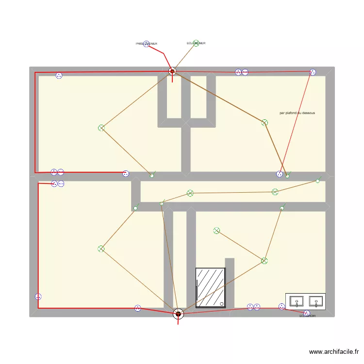 Gui 2e etage. Plan de 8 pièces et 51 m²
