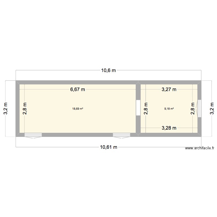 AGRANDISSEMENT. Plan de 5 pièces et 55 m2