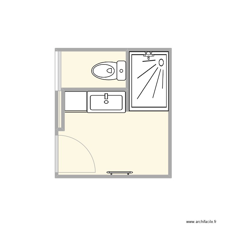 Plan 6 SdB Marie. Plan de 2 pièces et 5 m2