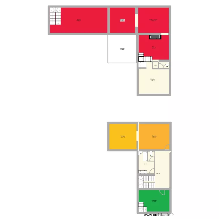 Cresserons. Plan de 14  et 212 m²