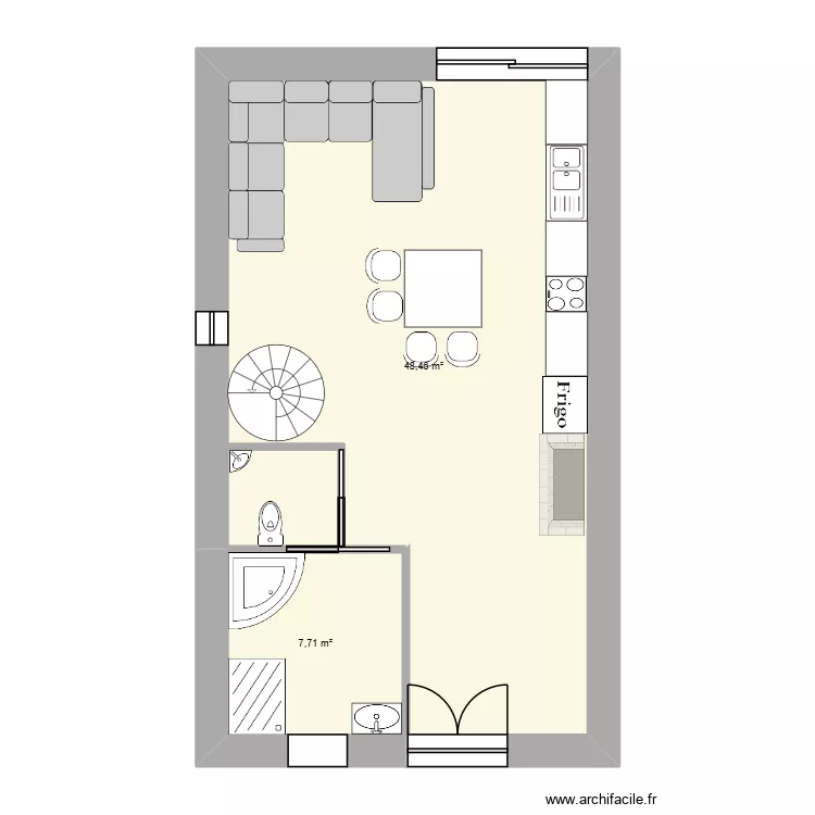&eacute;curie. Plan de 2  et 56 m²
