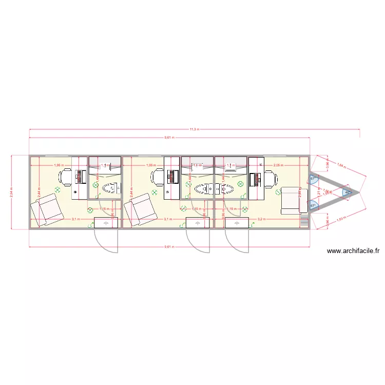 T30. Plan de 7  et 23 m²