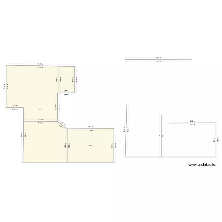 Moustelat Brut. Plan de 2 Pièces et 179 m²