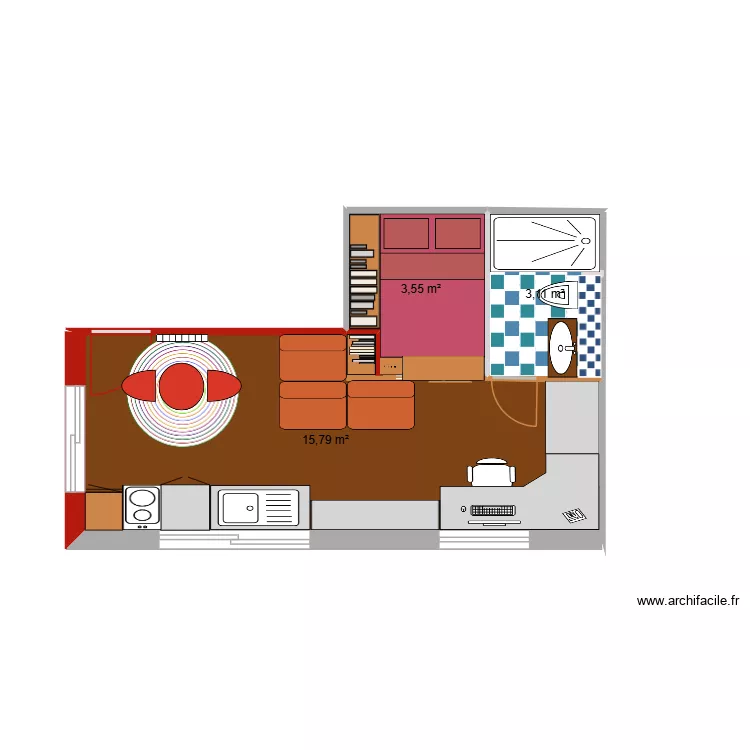 Studio aménager. Plan de 3 et 22 m² Studio aménager. Plan de 3 et 22 m²