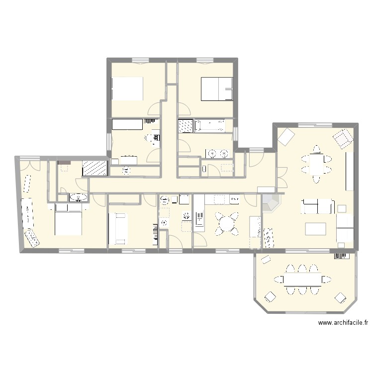 Bouex 3. Plan de 18 pièces et 167 m2