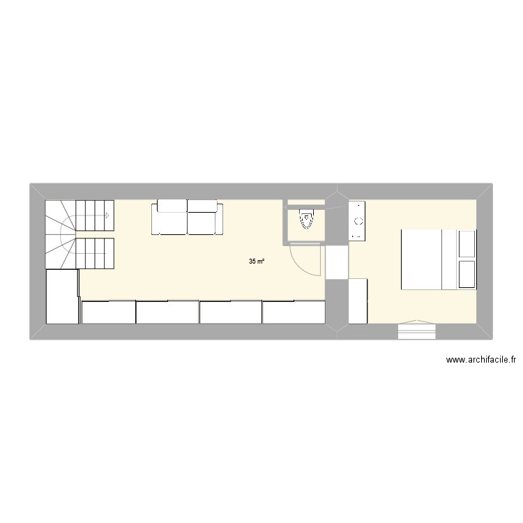 Etage Matéo 1. Plan de 1 pièce et 35 m2