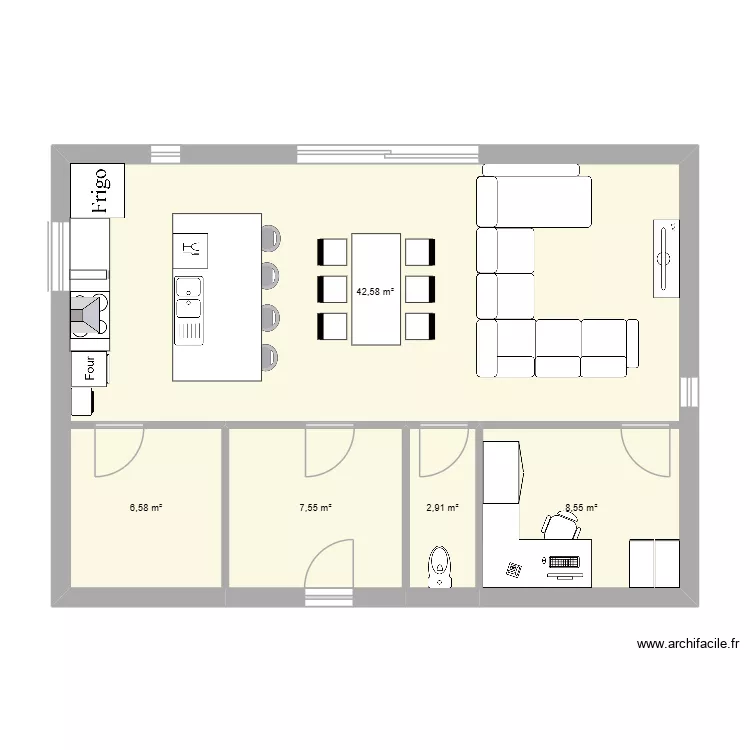 plan n&deg;1. Plan de 5  et 68 m²