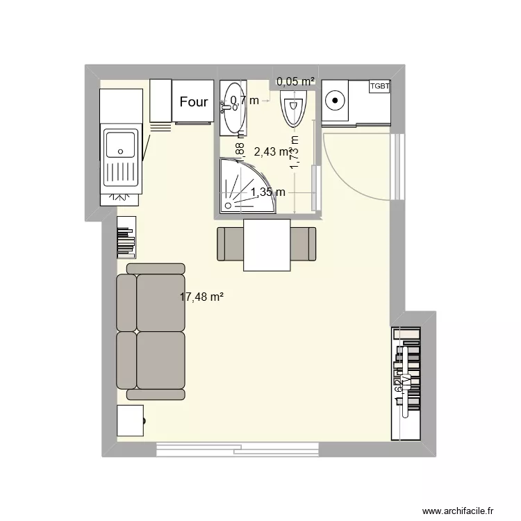 Vincennes Strasbourg RDC version2. Plan de 3  et 20 m²