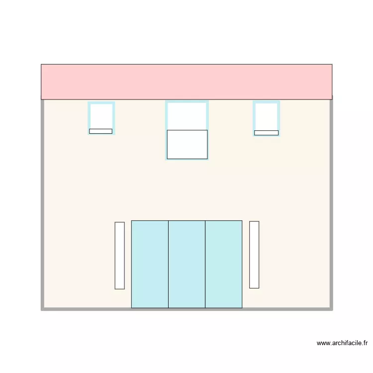Fa&ccedil;ade 3 fen&ecirc;tres simples bis 2. Plan de 1  et 36 m²