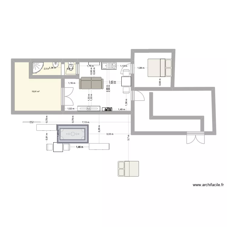 appartement. Plan de 3 Pièces et 14 m² appartement. Plan de 3 Pièces et 14 m²