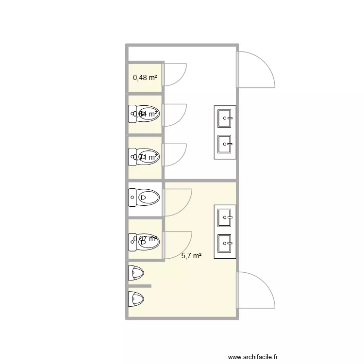 USINE  / MALBY. Plan de 5  et 8 m²