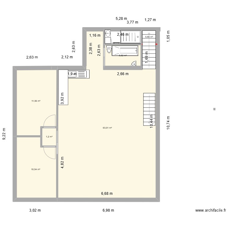 maison 2. Plan de 6 pièces et 91 m2