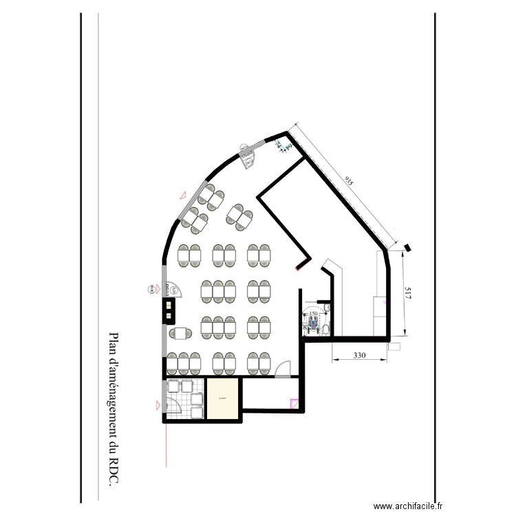 Aubervilliers NESMI. Plan de 3 pièces et 9 m2