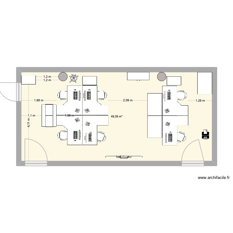 bureau. Plan de 0 pièce et 0 m2