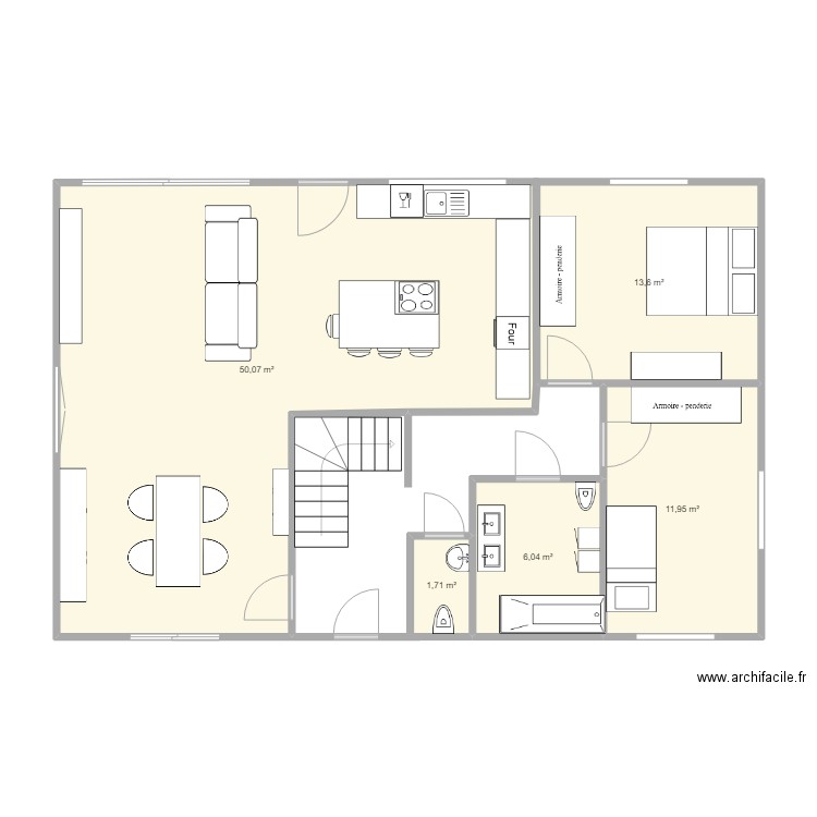 Maison Gottignies. Plan de 1 pièce et 50 m2