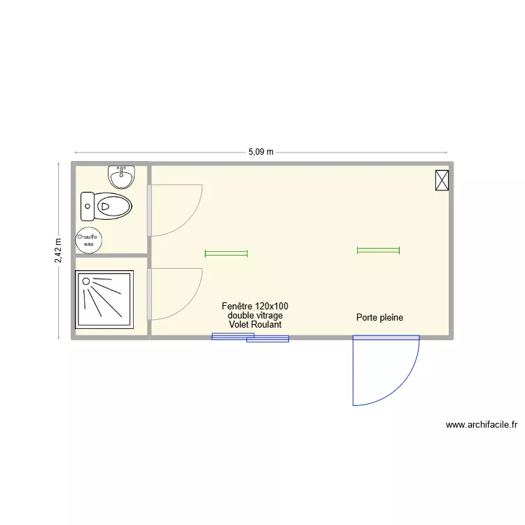Projet Eurobox 5,09mx2,42m SD1 mars 2025. Plan de 