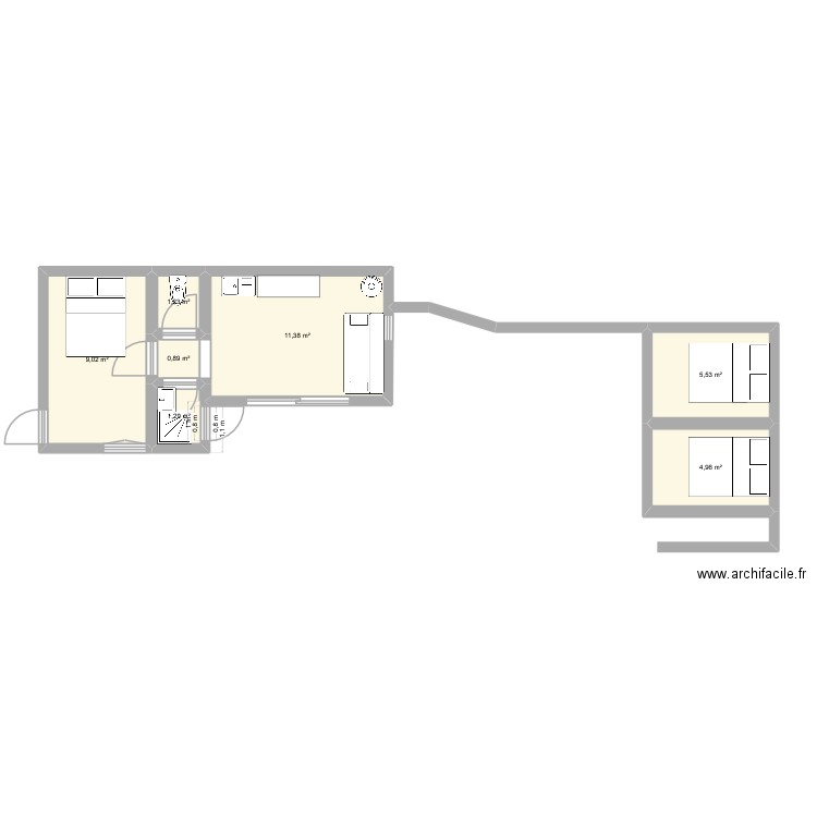 Arcachon2. Plan de 7 pièces et 34 m2