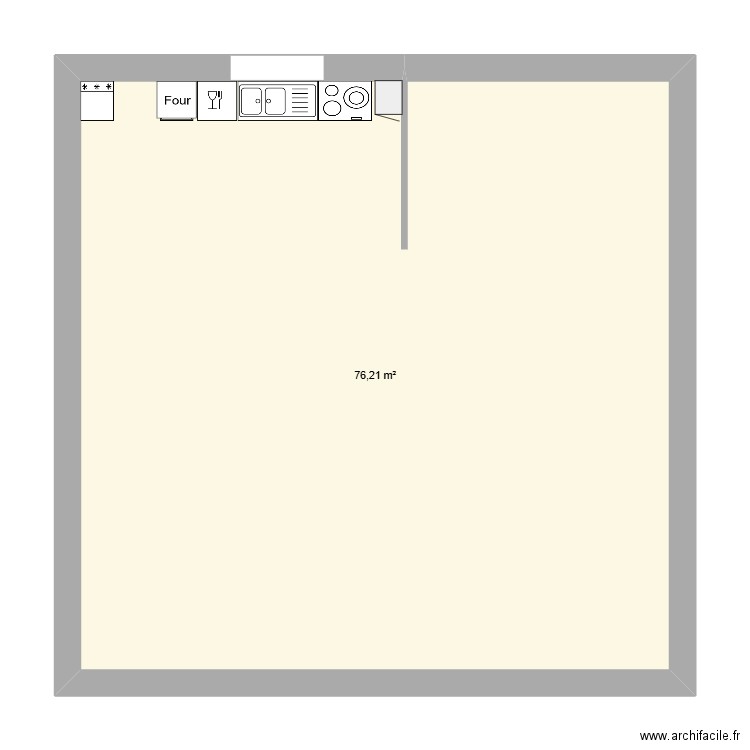 Leslie. Plan de 1 pièce et 76 m2