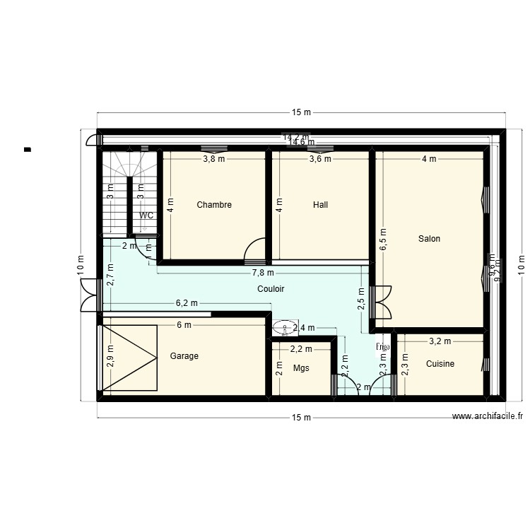 Plan Lehbeila. Plan de 10 pièces et 126 m2