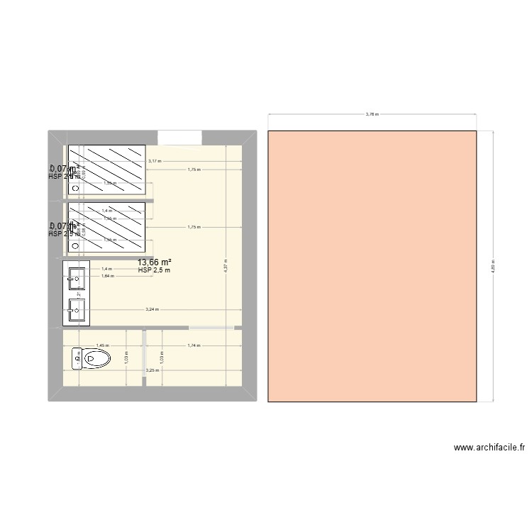 123. Plan de 3 pièces et 14 m2