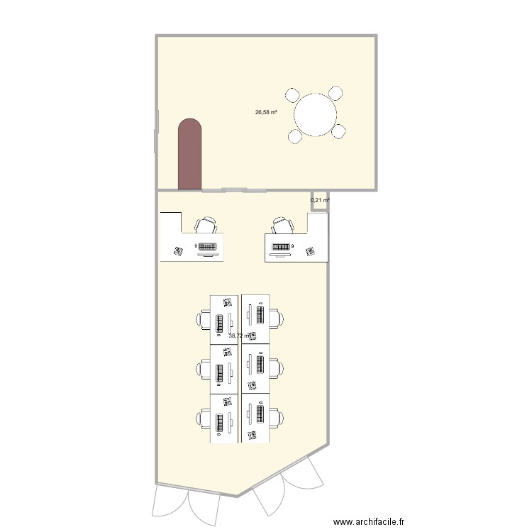 DPNC. Plan de 3 pièces et 66 m2