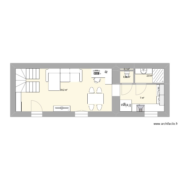 RDC Matéo 1. Plan de 5 pièces et 35 m2