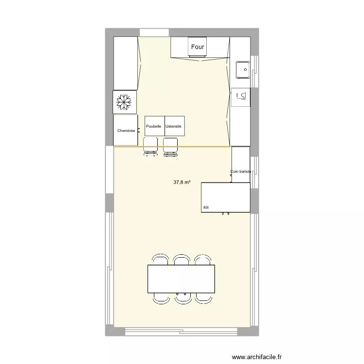 Cuisine ESAT r&eacute;sidence. Plan de 1  et 38 m²