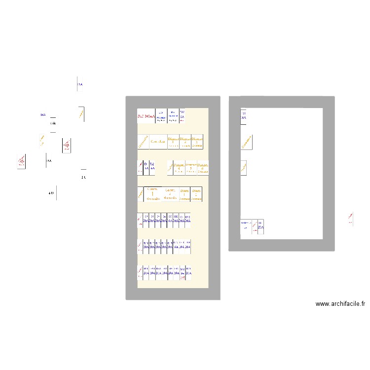 MJ tableau électrique rez. Plan de 1 pièce et 45 m2
