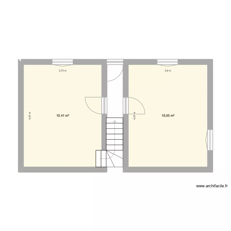 Tenneins. Plan de 2 Pièces et 37 m²