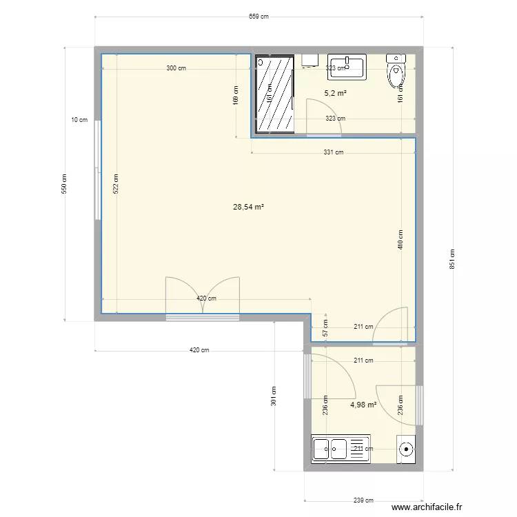 plan avec cote PORTES ET CLOISON. Plan de 