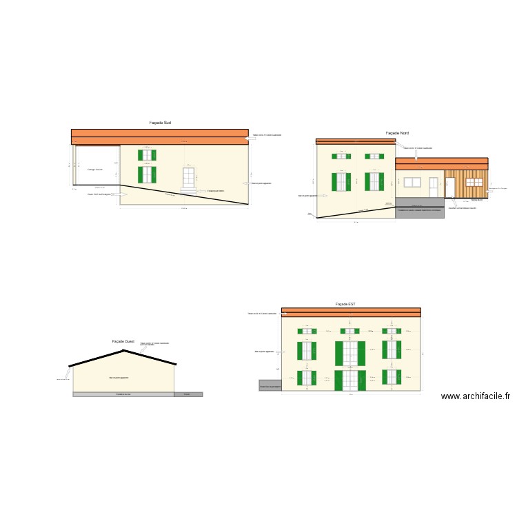 Plan Façade. Plan de 0 pièce et 0 m2