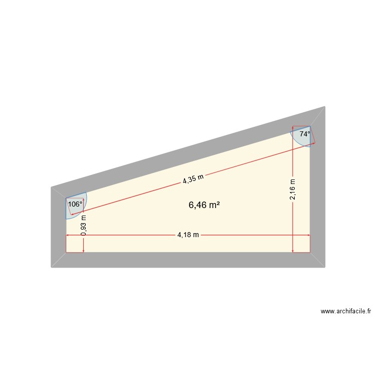 test partage. Plan de 1 pièce et 6 m2