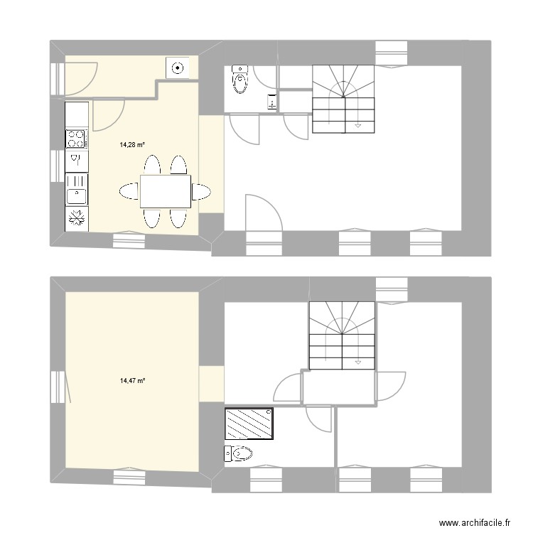 bangor rdc. Plan de 2 pièces et 29 m2