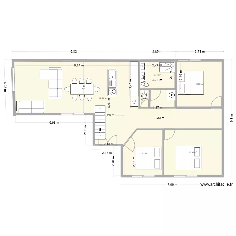 SALLE DE BAIN PAMATAI. Plan de 6  et 103 m²