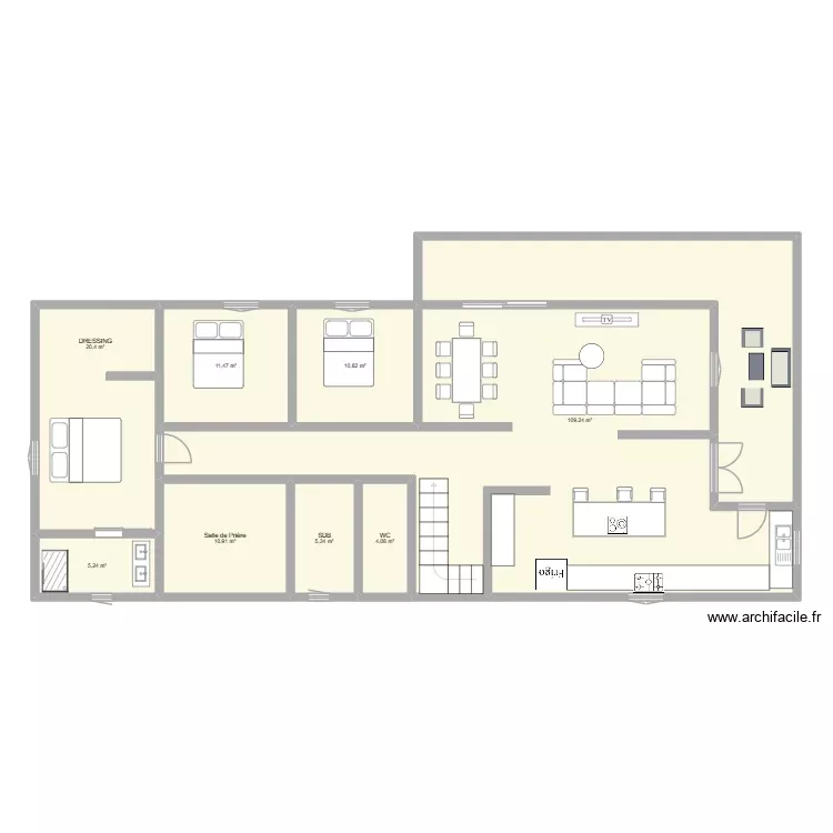 Maison RDC. Plan de 8 Pièces et 177 m² Maison RDC. Plan de 8 Pièces et 177 m²