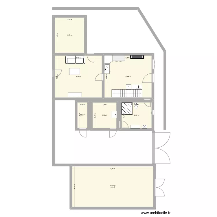 Maison rdc. Plan de 7 et 134 m² Maison rdc. Plan de 7 et 134 m²