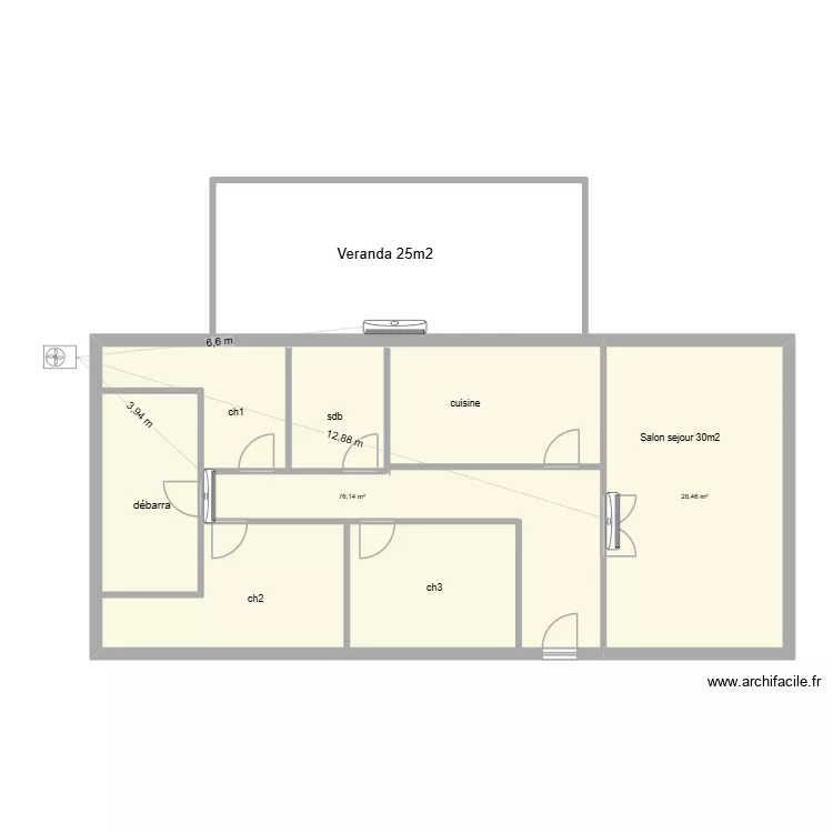 Terrat clim. Plan de 2 Pièces et 105 m² Terrat clim. Plan de 2 Pièces et 105 m²