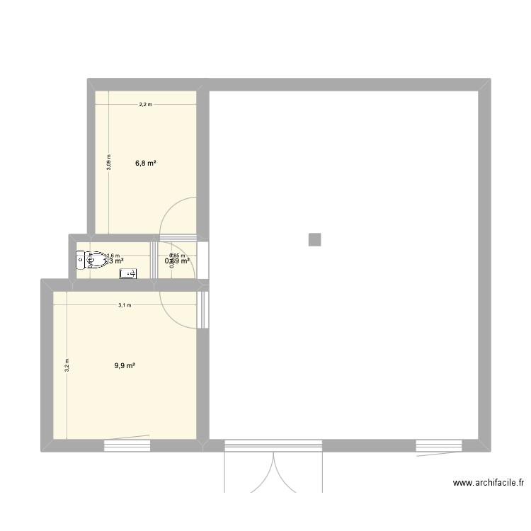 Studio2. Plan de 4 pièces et 19 m2