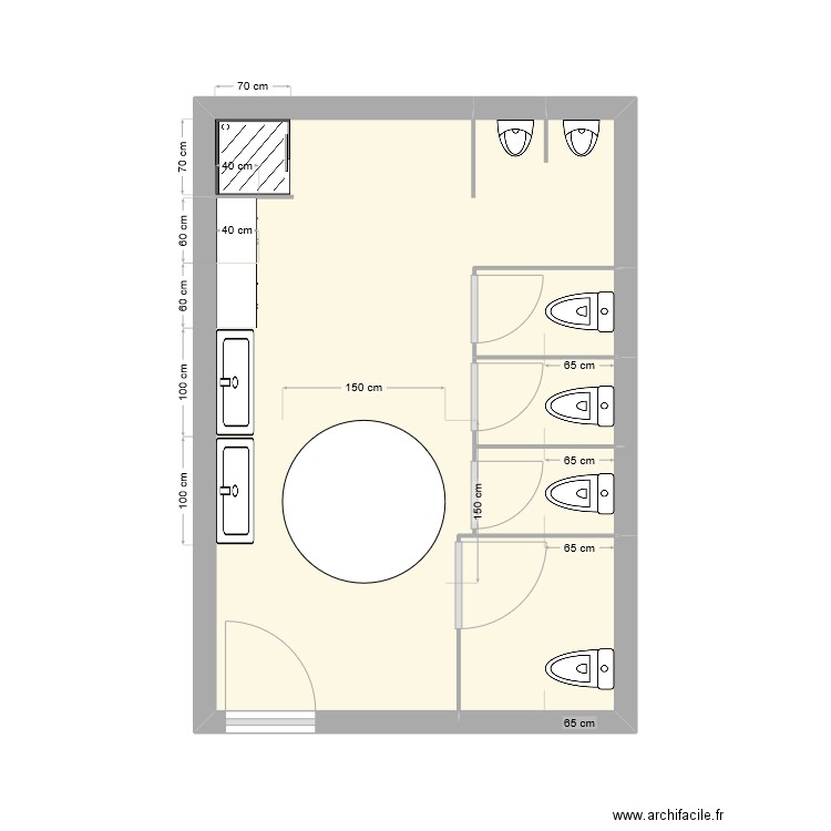sanitaire hlm. Plan de 5 pièces et 20 m2
