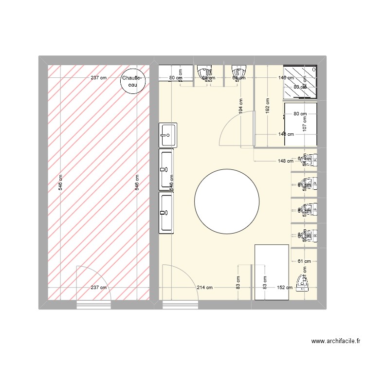 sanitaire hlm. Plan de 5 pièces et 20 m2