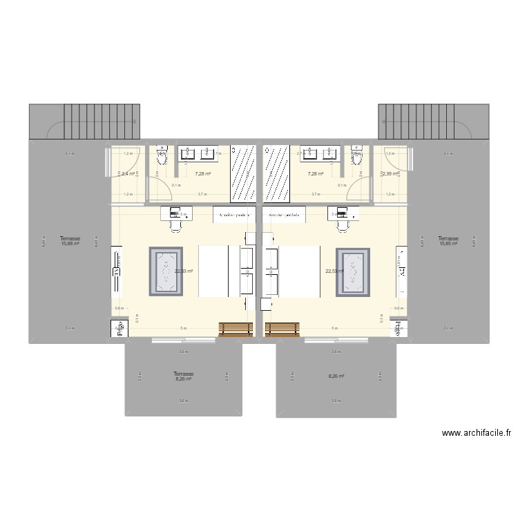 vue du toit. Plan de 10 pièces et 113 m2