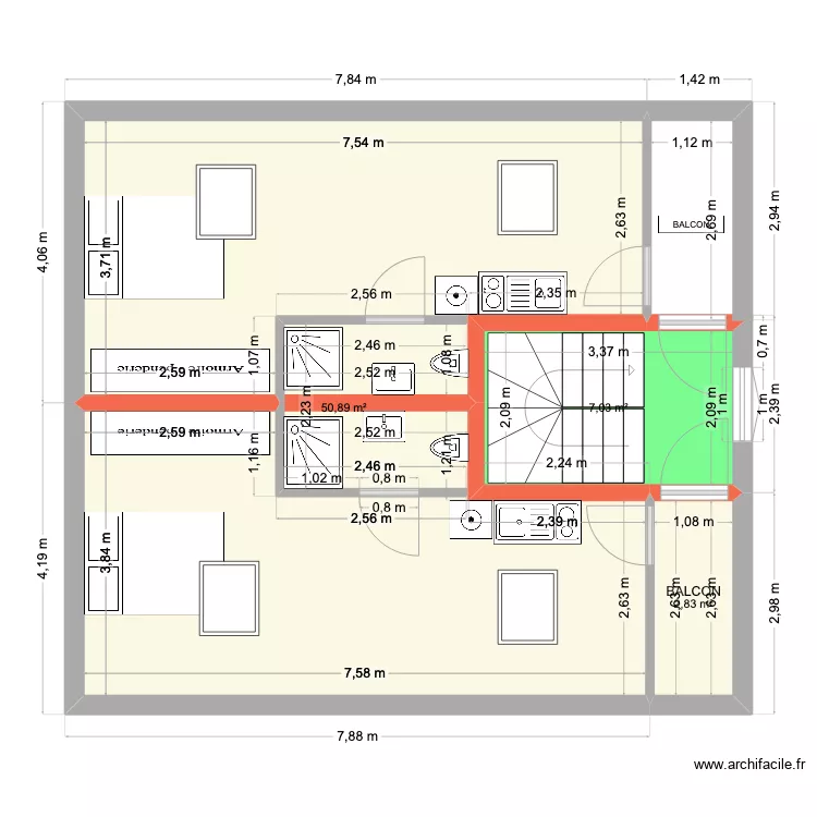 2er Maison2 h&eacute;singue. Plan de 