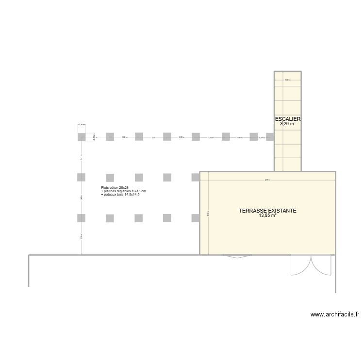 TERRASSE AVANT. Plan de 2 pièces et 17 m2
