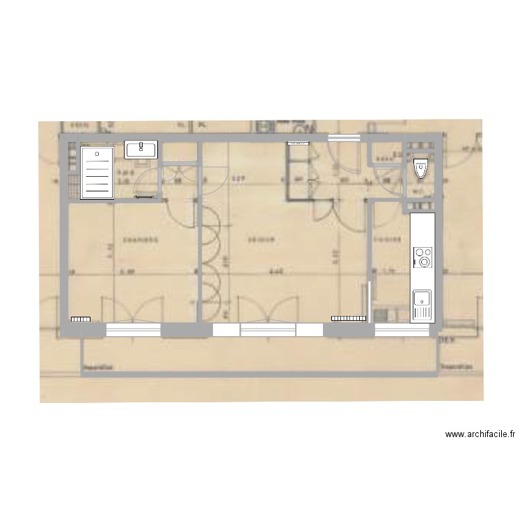 Marguettes. Plan de 11 pièces et 53 m2