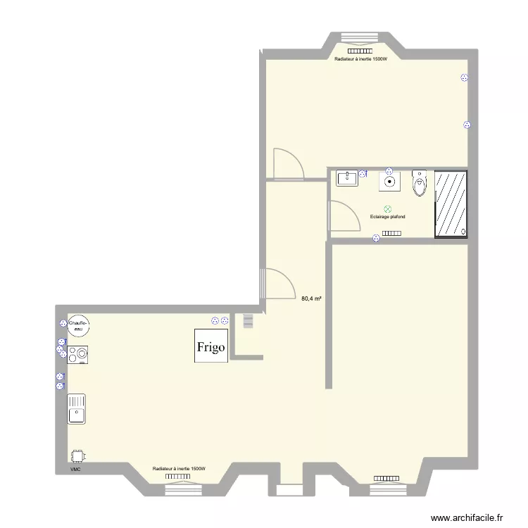 t2 rdc. Plan de 1 et 80 m² t2 rdc. Plan de 1 et 80 m²