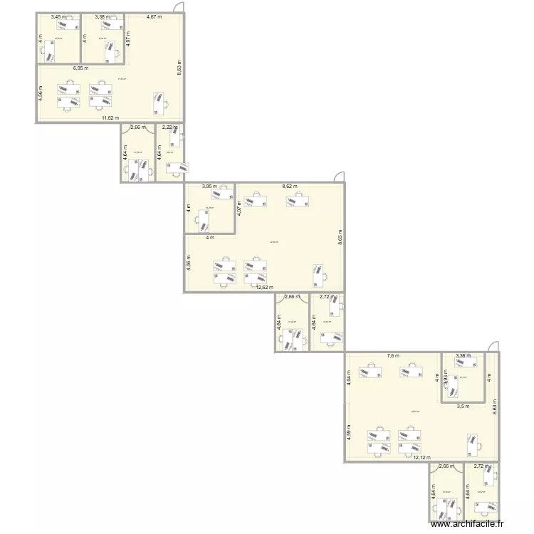 Bureau 1. Plan de 13 et 384 m² Bureau 1. Plan de 13 et 384 m²