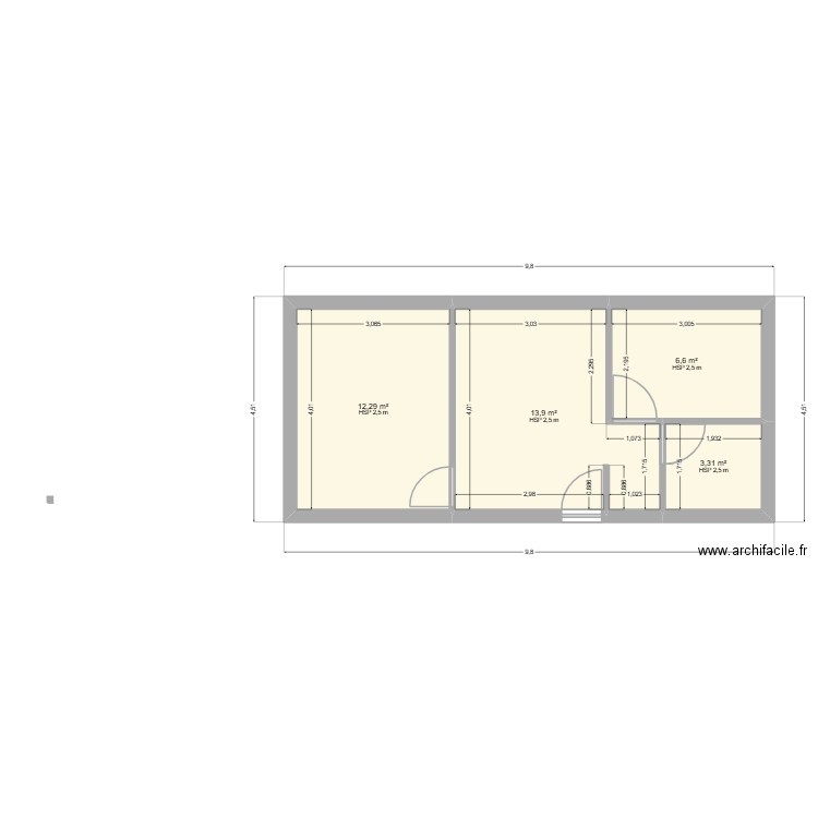 baz2025. Plan de 4 pièces et 36 m2
