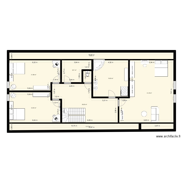 hermalle etage. Plan de 9 pièces et 179 m2