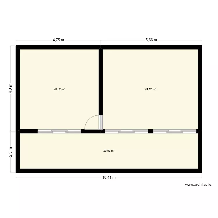 Projet Pascal. Plan de 3 Pièces et 64 m² Projet Pascal. Plan de 3 Pièces et 64 m²